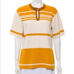 Knit Shirt with Suede trim - TORY BURCH